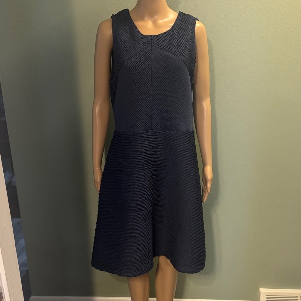 Daisy Fuentes Textured Navy Midi Dress